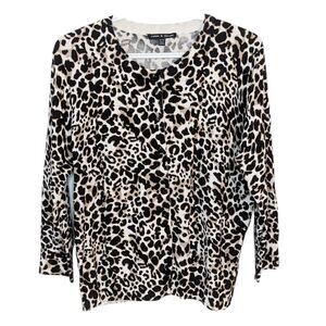 Cable & Gauge leopard print button front cardigan XL @X